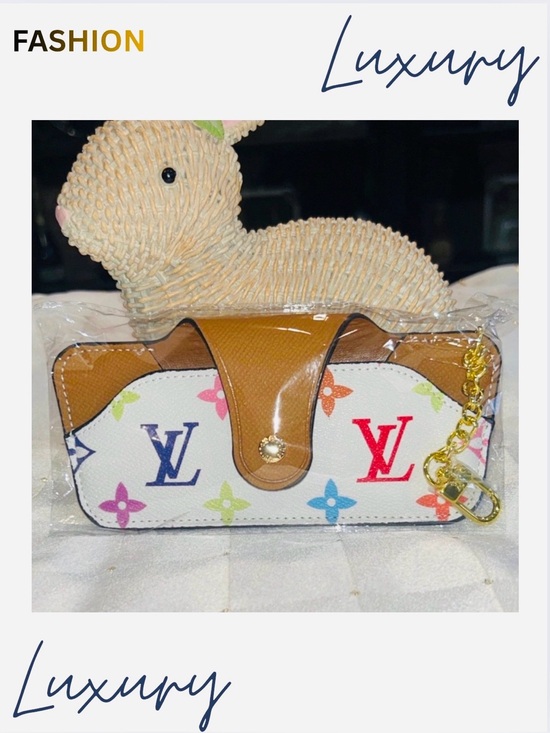 EYEGLASS CASE: Monogram Whit/Multicolored Pleather w/Golden Chain w/Clasp, NWOT main image 8